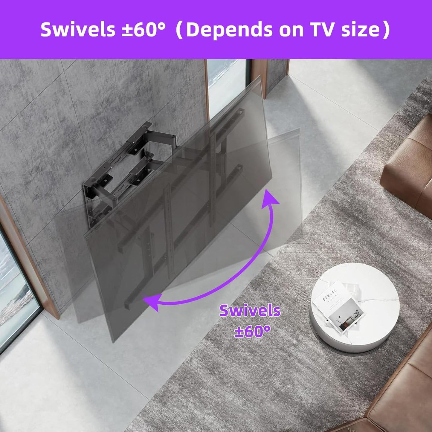 Full Motion TV Wall Mount for 55-120 Inch TVs,308Lbs Heavy Duty,Ultra-Slim 8 Articulating Arms,Tilt, Swivel & Extension,Preassembled,Avoid sockets,Max VESA 850x600,Fits 16-24" Studs,XL-DY867