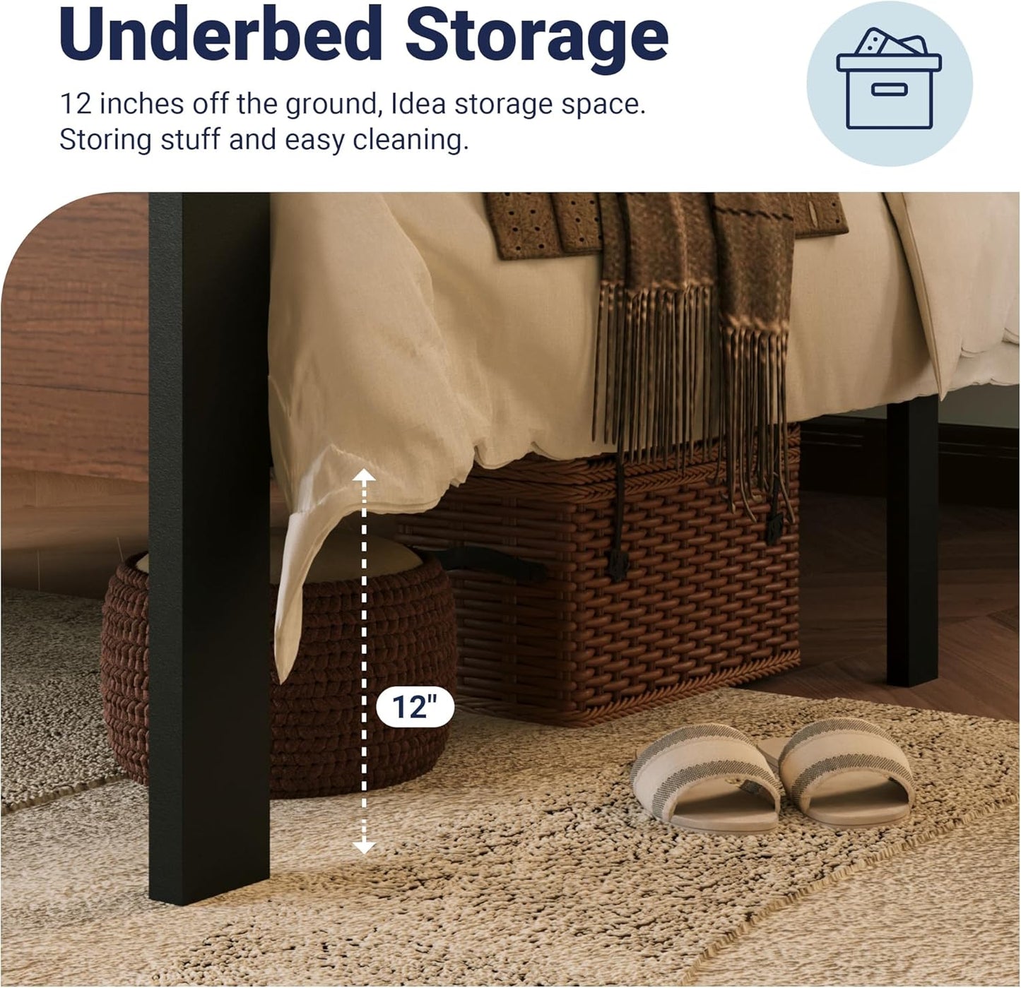 Allewie Twin Size Platform Bed Frame with Wooden Headboard and Footboard, Heavy Duty Metal Slats Support, No Box Spring Needed, Under-Bed Storage, Noise Free, Easy Assembly, Walnut