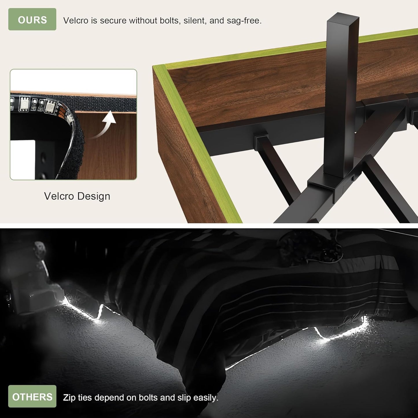 Feonase Floating Bed Frame Full with Led Lights and Charging Station, Wood Full Size Bed Frame with Storage Headboard, Heavy Duty Metal Slats, No Box Spring Needed, Easy Assembly,Walnut