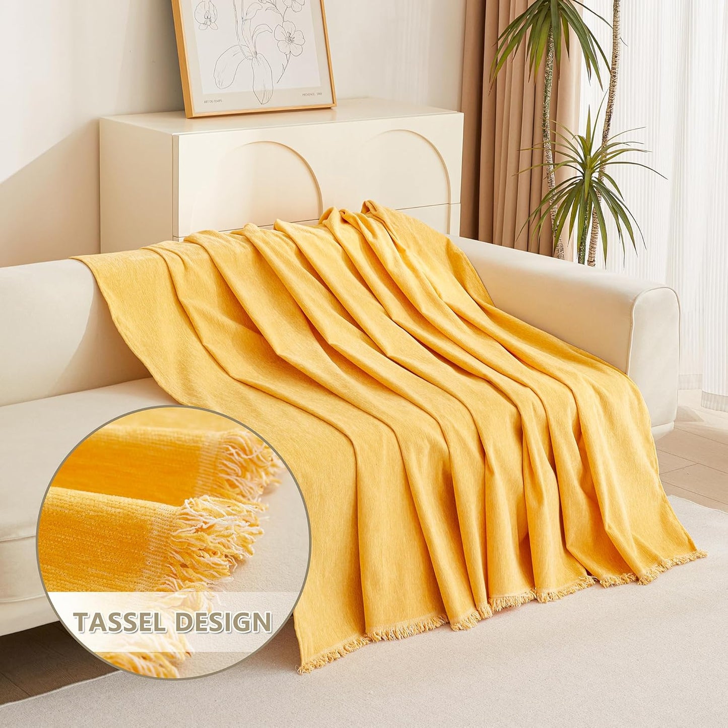 MYSKY HOME Sectional Couch Cover Sofa Covers Thick Couch Covers for 2 Cushion Couch Sofa Chenille Couch Cover Living Room Futon L Shaped Sofa Slipcovers for Dogs and Kids Tassel Edge 71" x 102"