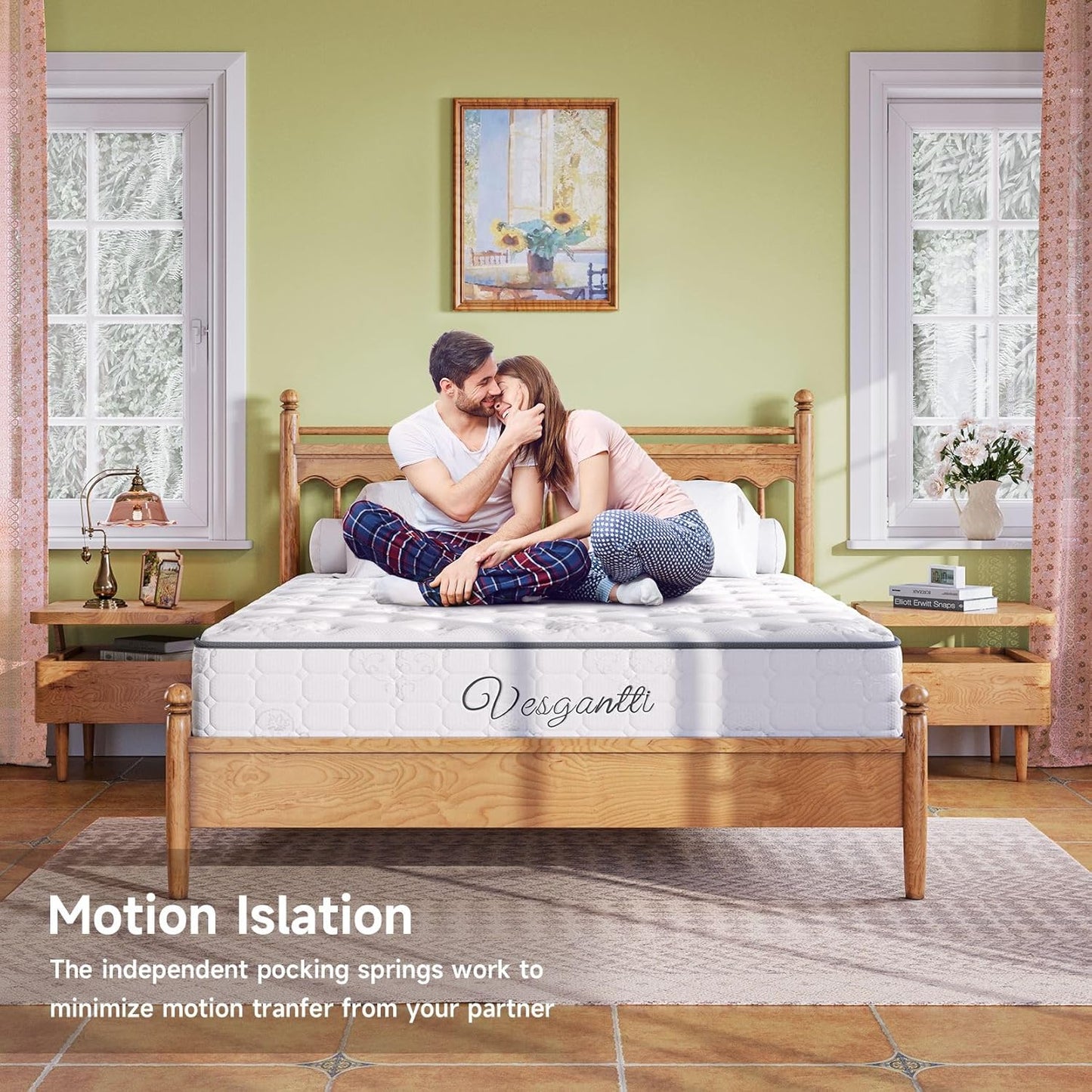 Vesgantti Queen Size Mattress, 10 Inch Innerspring Multilayer Hybrid Mattress, Ergonomic Design with Breathable Foam and Pocket Spring, Tight Top Series Medium Firm Feel