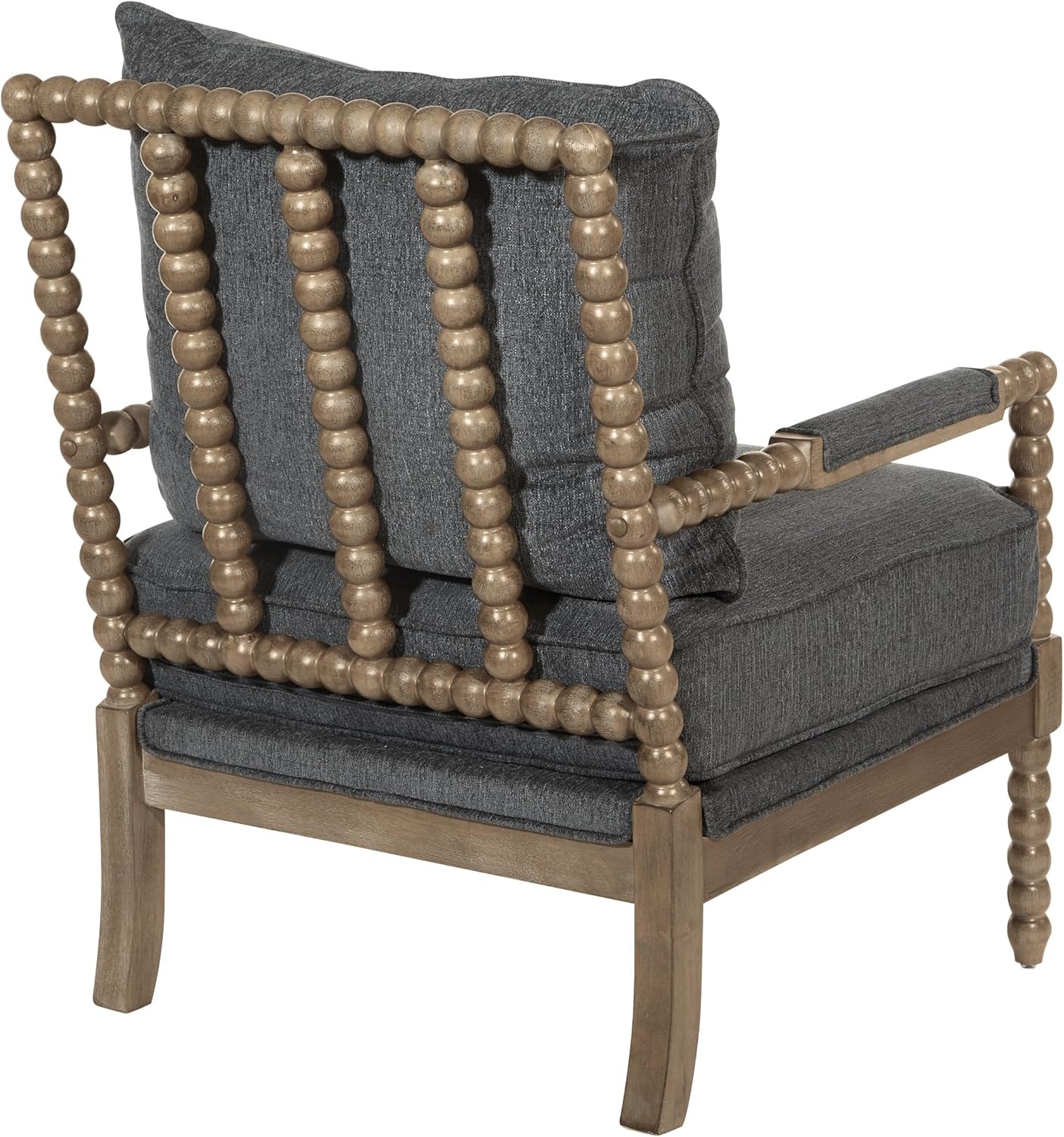 OSP Home Furnishings Fletcher Spindle Accent Chair with Rustic Brown Finish, Charcoal Upholstery