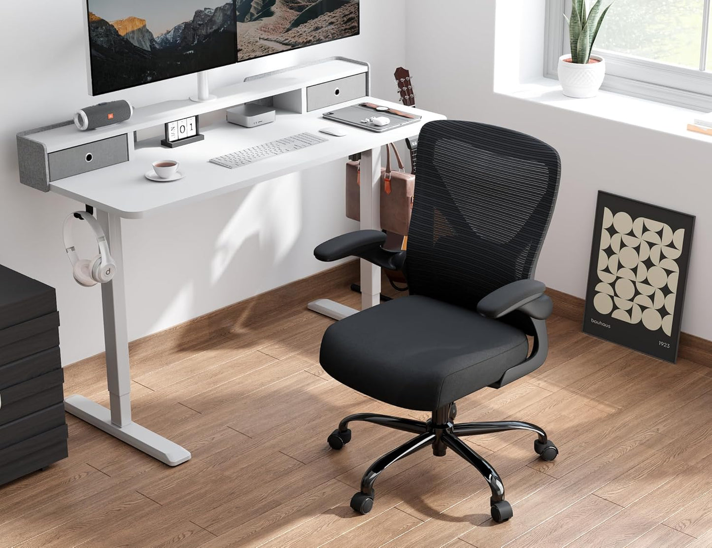 Ergonomic Office Chair - X-Shaped Computer Desk Chairs Comfy, Mesh High-Back Gaming Chair with Adjustable Lumbar Support, Executive Task Chair for Adults, Comfortable for Long Hours