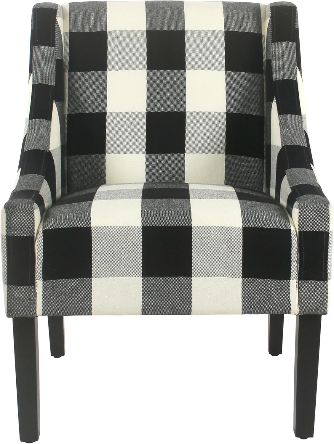 Homepop Home Decor | Upholstered Swoop Arm Accent Chair | Accent Chairs for Living Room & Bedroom | Decorative Home Furniture, Black Plaid