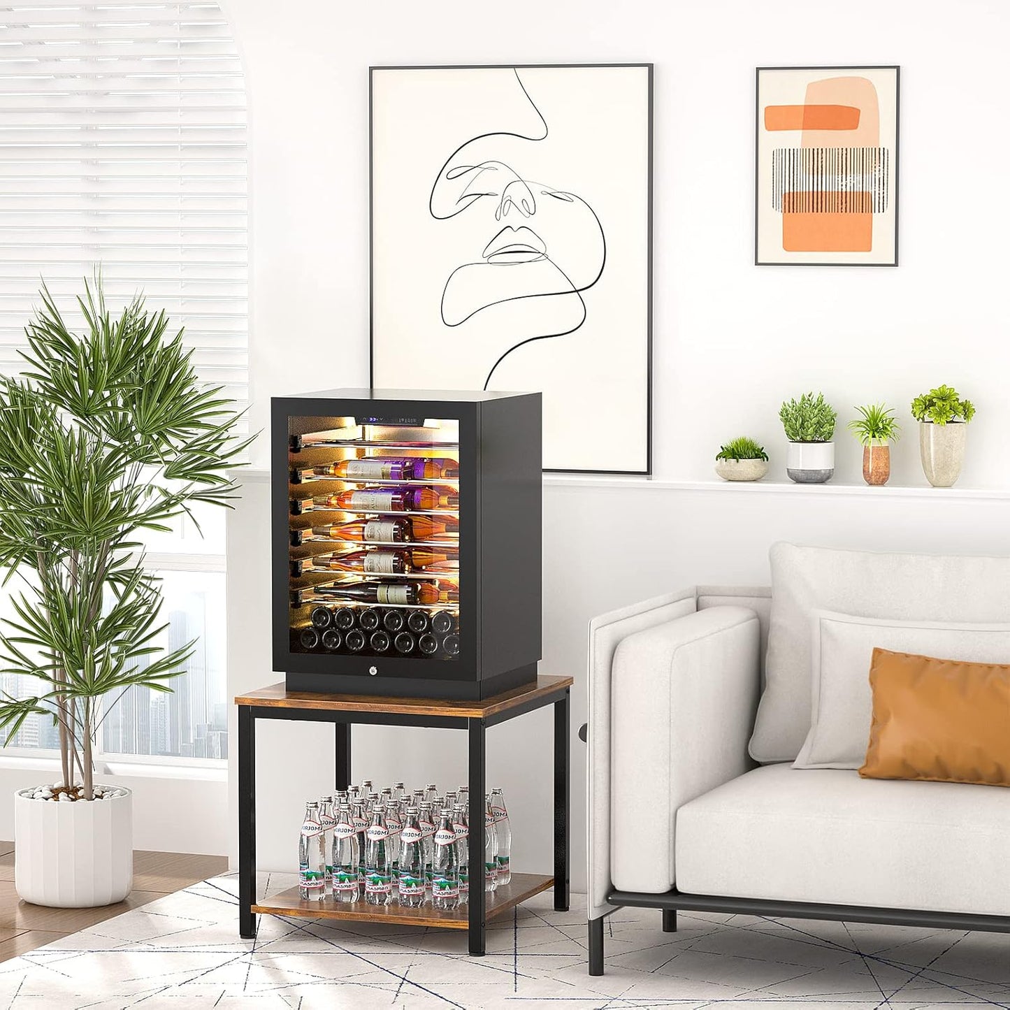 Homieasy Side Table 20 Inch Square, 2-Tier Coffee Tea End Table Nightstands for Sofa Couch Bed, Metal Wood Accent Modern Simple Industrial Style Side Table for Living Room Bedroom, Rustic Brown