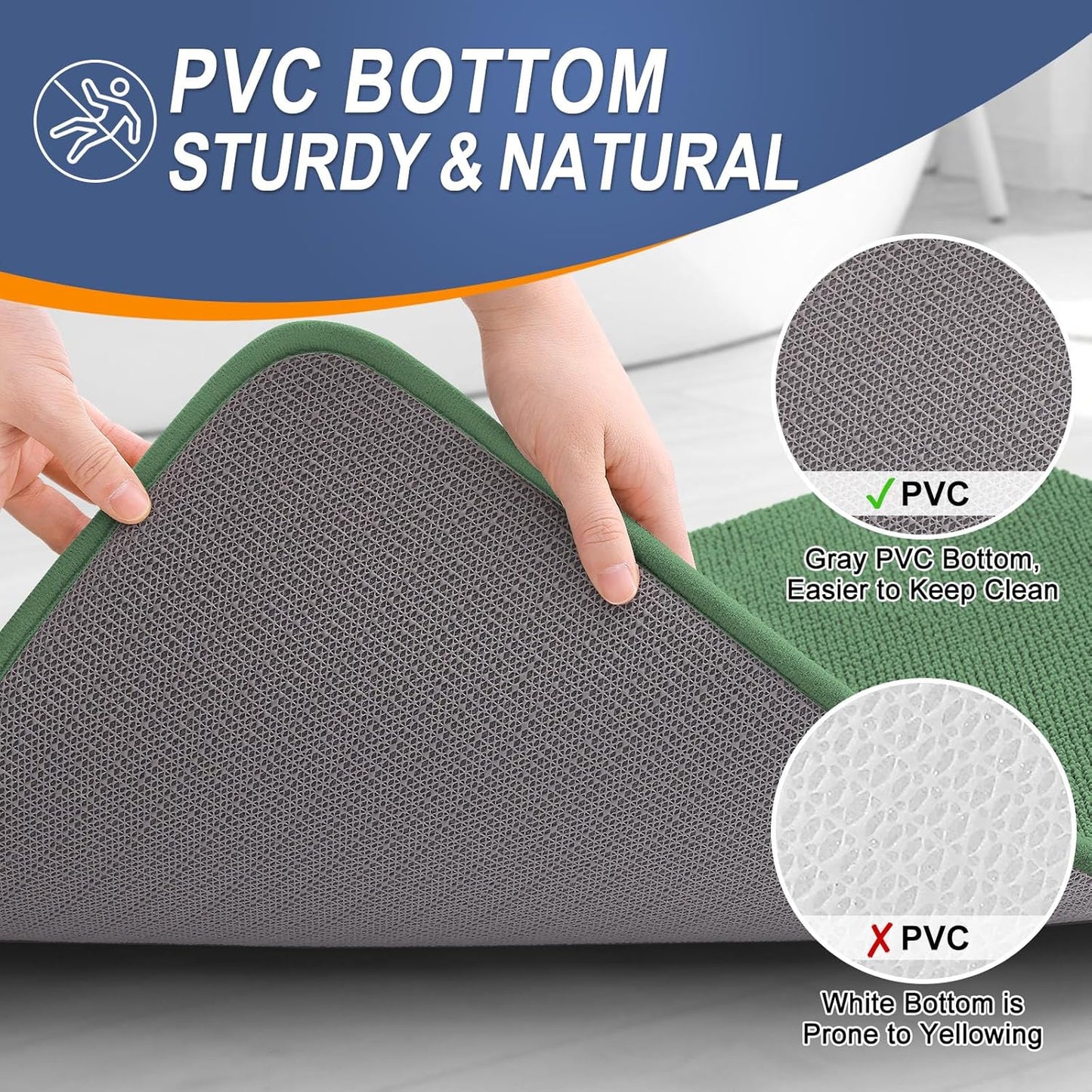 OLANLY Thick Memory Foam Bath Mat Rug 24x16, Extra Soft Absorbent Bathroom Rug, Quick Dry Bath Mats, Non-Slip, Machine Washable Carpet for Bathroom, Tub and Shower, Home Decor Accessories, Olive Green