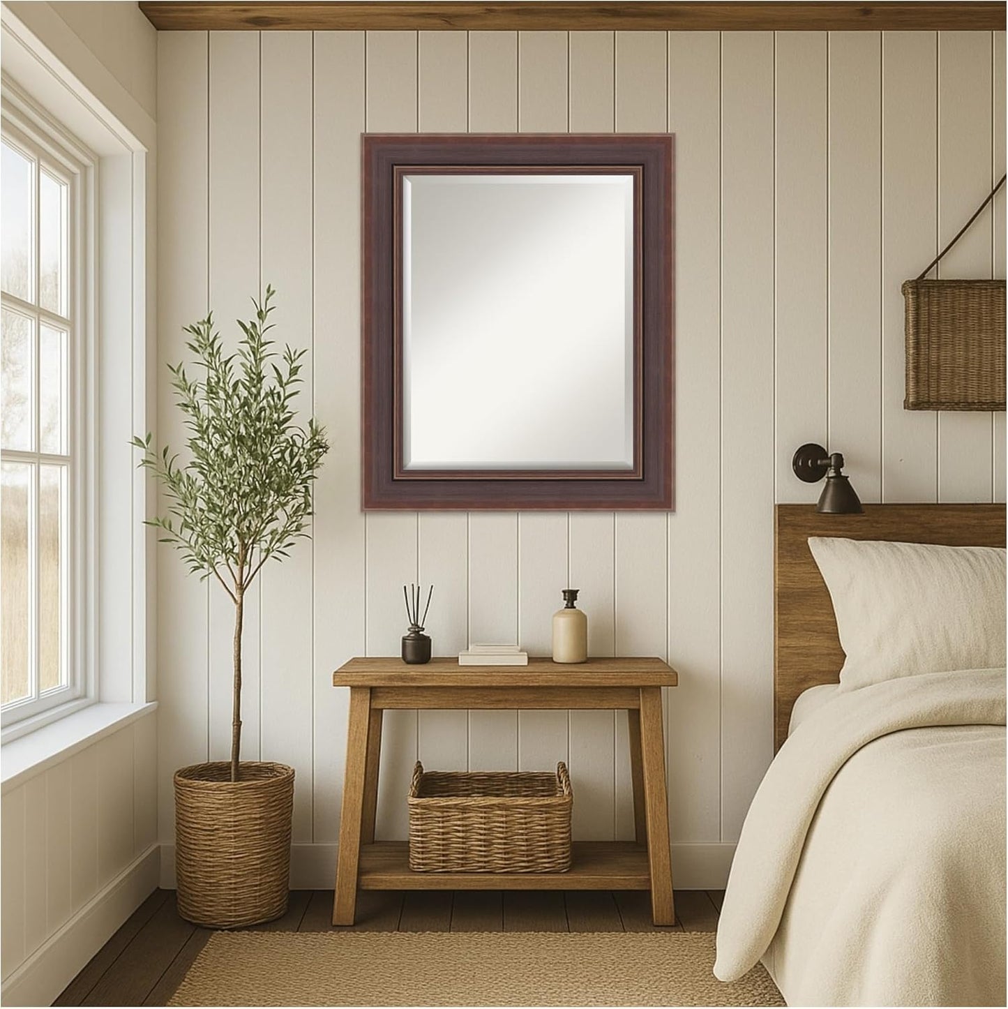 Amanti Art Brown Wall Mirror 30x36 Moab Brown Bronze Rectangle Bathroom Mirror for Wall Decor Living Room, Large Modern Frame, Hangs Horizonally and Vertically, Bathroom Decor, Beveled Edge