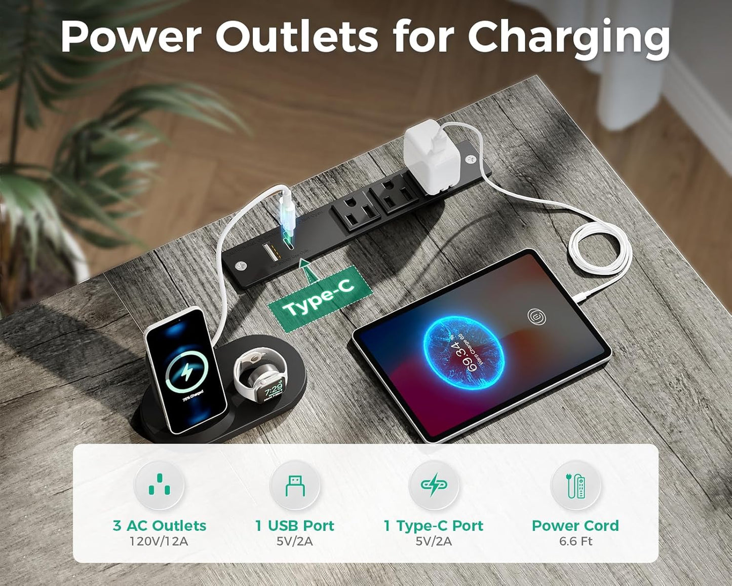 Coleshome L Shaped Computer Desk with 6 Drawers & Power Outlet, 55 Inch Corner Desk with Reversible Storage Shelf & File Drawer, Home Office Desk, Grey Oak