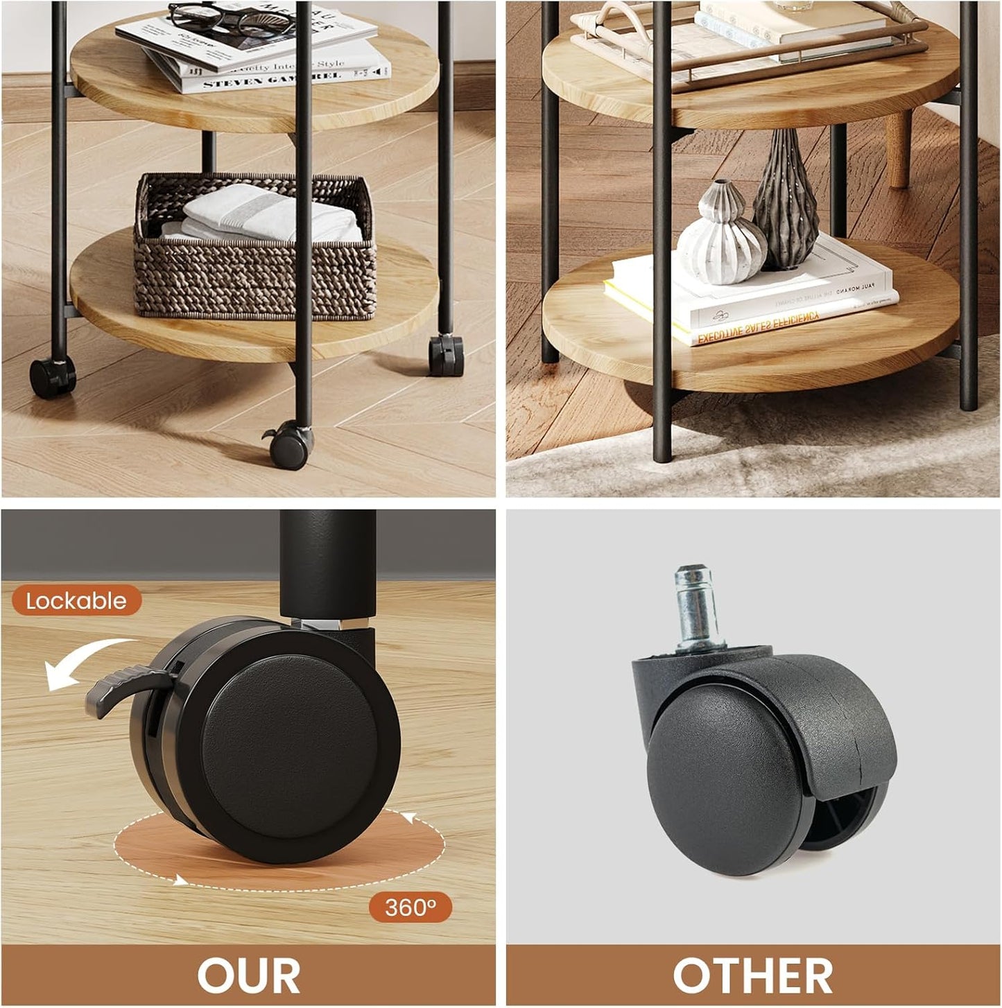 Small Side Table, 3-Tier Side Tables Living Room, Modern End Table Nightstand Bedside Table for Living Room, Bedroom, or Small Spaces-Natural Wood Color