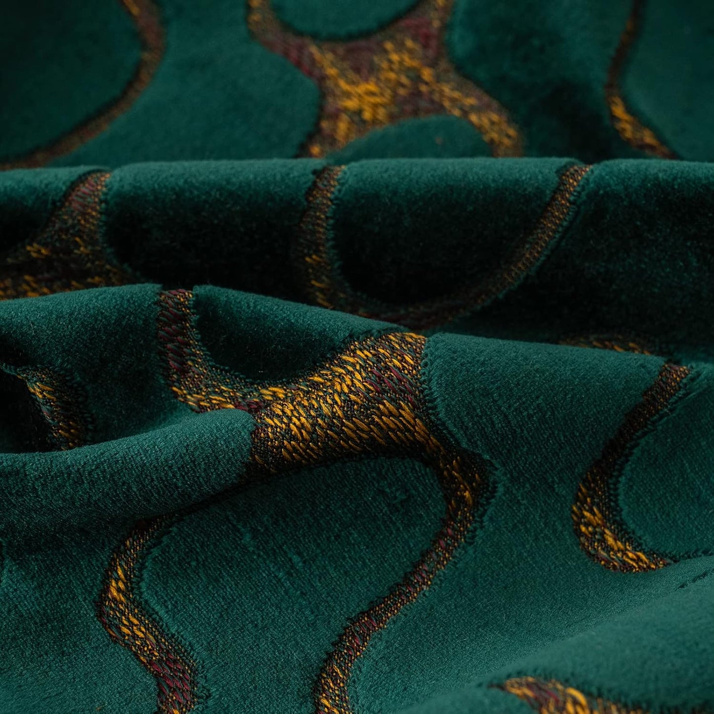 Yangest Green Square Throw Pillow Cover Wavy Velvet Cushion Cover Modern Zippered Pillowcase for Sofa Couch Bedroom Living Room Chair, 18 x 18 Inch