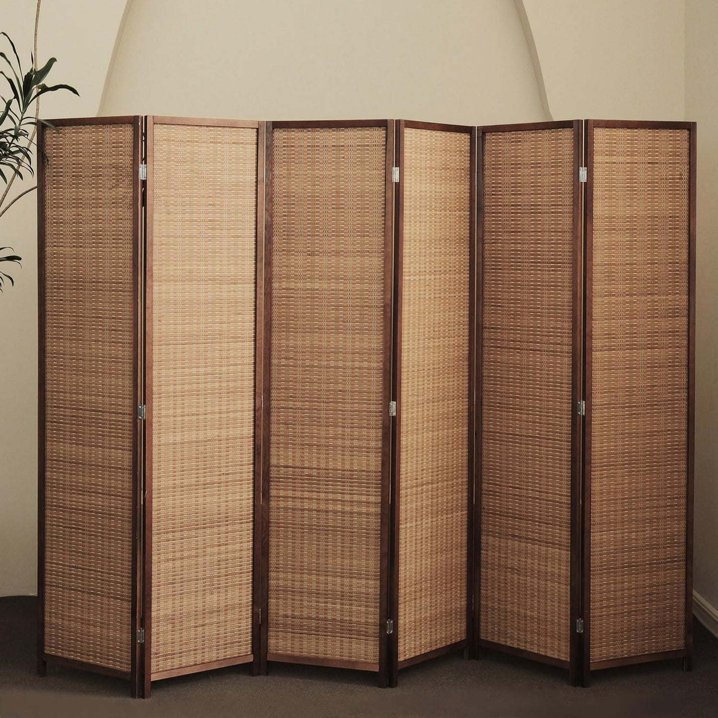 6 Panel Room Divider and Folding Screen Room Divider,Bamboo Room Divider for Room Separation,67" H x 92.1" W