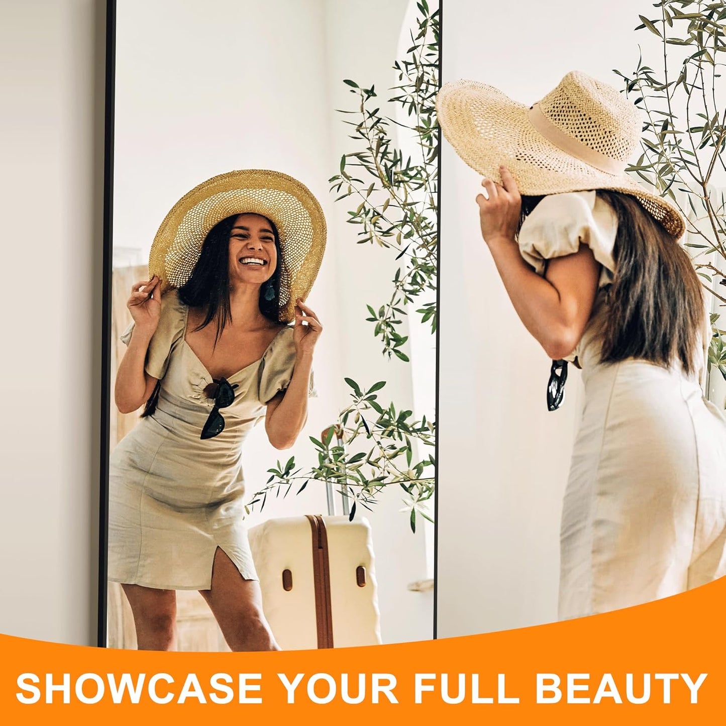 Delma Full Length Mirror, 65" x 30" Standing Large Floor Mirror with Aluminum Frame for Bedroom, Living Room,Bathroom