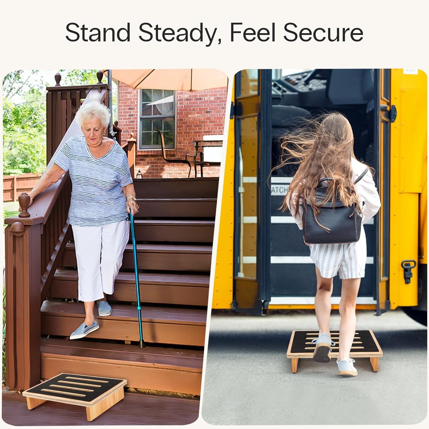 StrongTek 3.5" One Step Stool for Adults, Sturdy Wooden Riser with Non-Slip Rubber Top, 440 lb Capacity, No Assembly Required, Portable for Kitchen, Bathroom, Bedside, Kids & Seniors