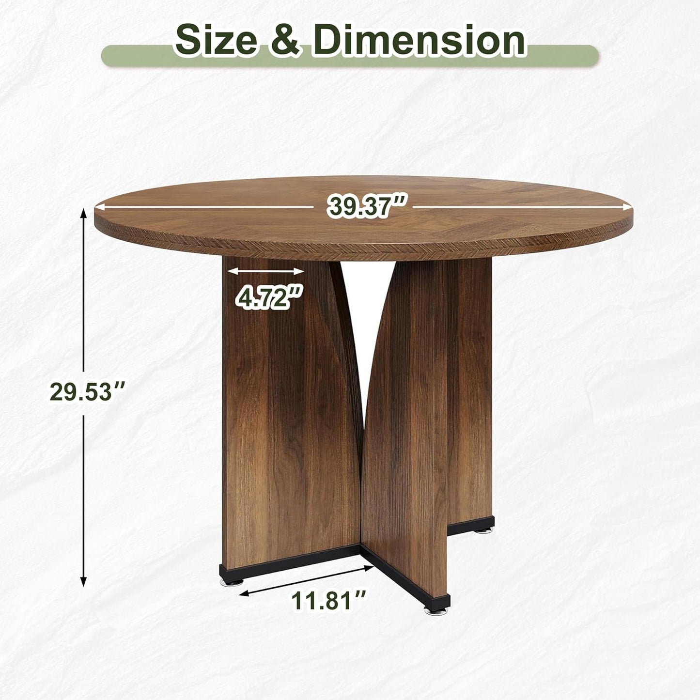 NicBex 39 Inch Round Dining Table for 4, Wooden Small Dinner Table Farmhouse Kitchen Tables with X-Shaped Stable Pedestal for Dining Room, Kitchen, Living Room, Brown