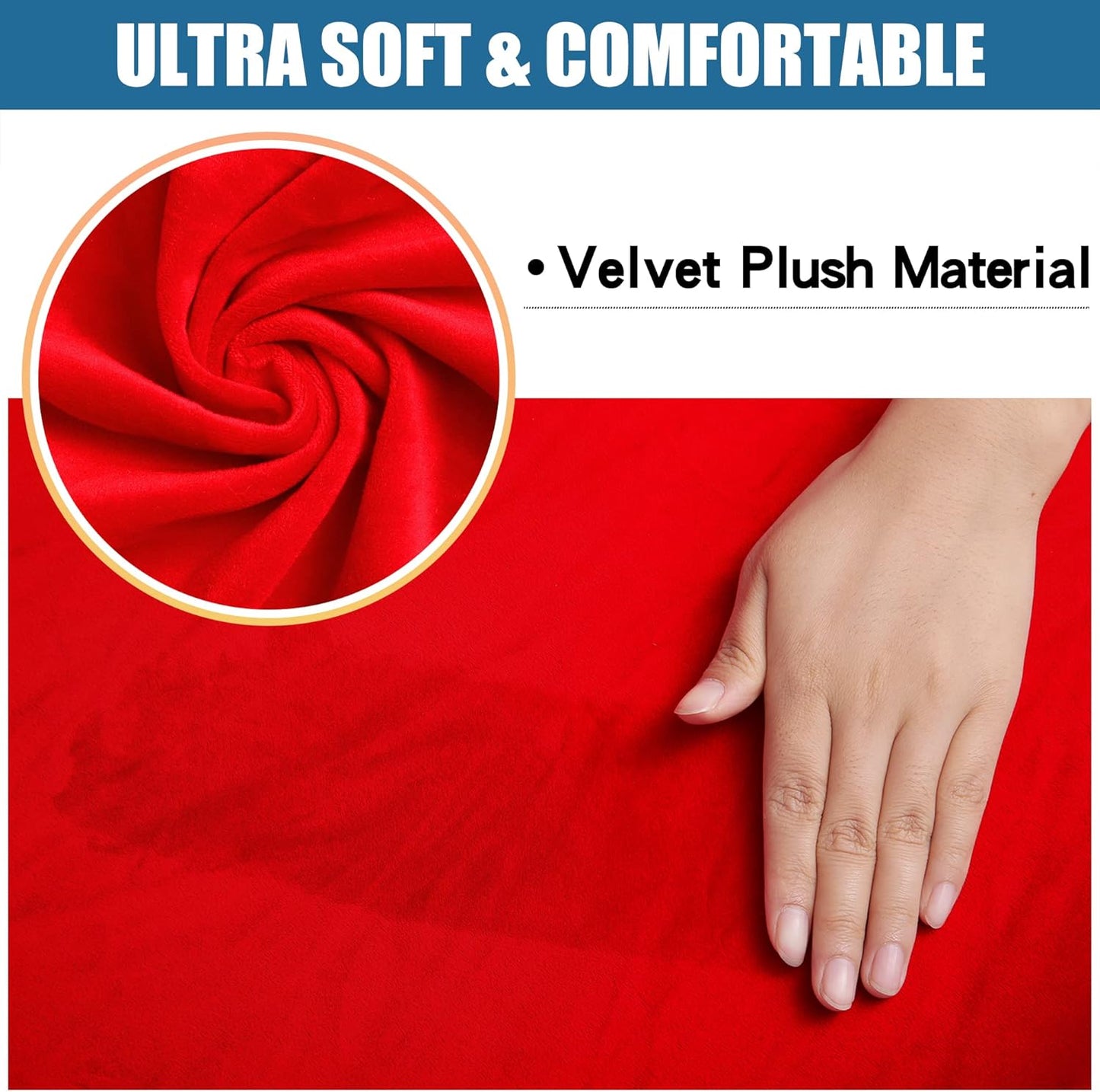 Smiry Velvet Seat Covers for Dining Room Chair Set of 6, Stretch Fit Removable Washable Chair Seat Cushion Protector Slipcovers with Ties, Red