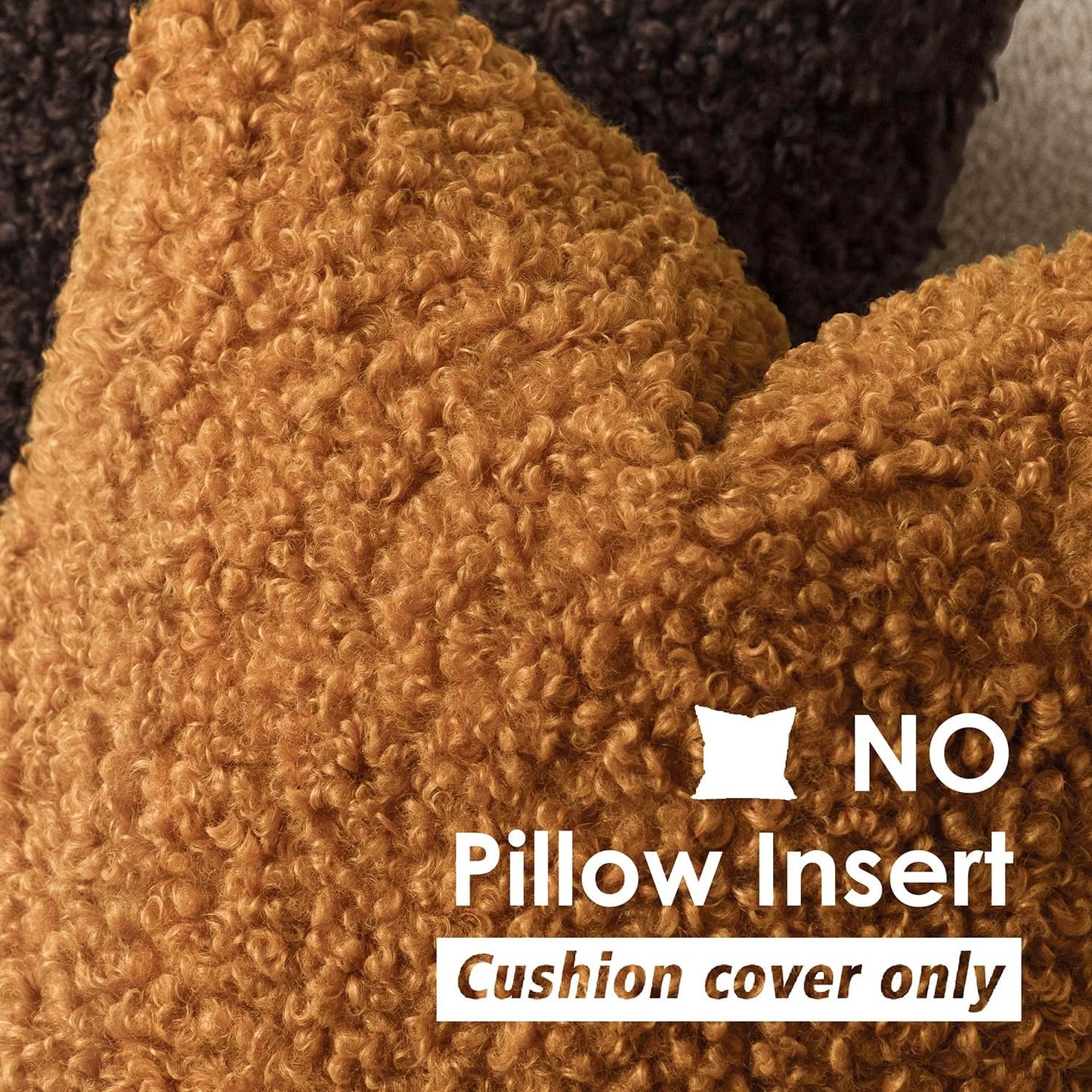 Foindtower 2 Pieces 24x24 Inch Orange, Faux Fur Throw Pillow Cover Accent Sherpa Furry Pillow Covers Fuzzy Soft Pillowcases Cozy Sheepskin Decorative Fleece Cushion Case for Bed Couch Living Room