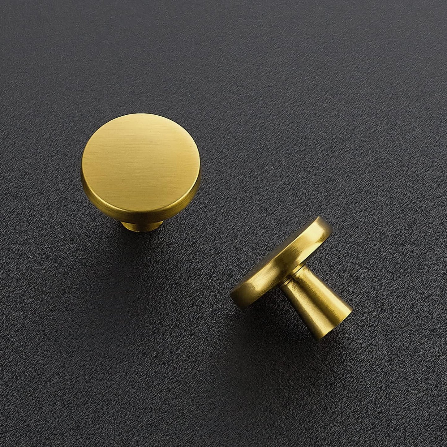 Ravinte 10 Pack Drawer Pulls 1-1/4 Inch Kitchen Cabinet Knobs Solid Brushed Brass Round Dresser Drawer Knobs Gold Dresser Knobs Drawer Knobs Simple Cabinet Hardware for Cupboard Drawer Pulls