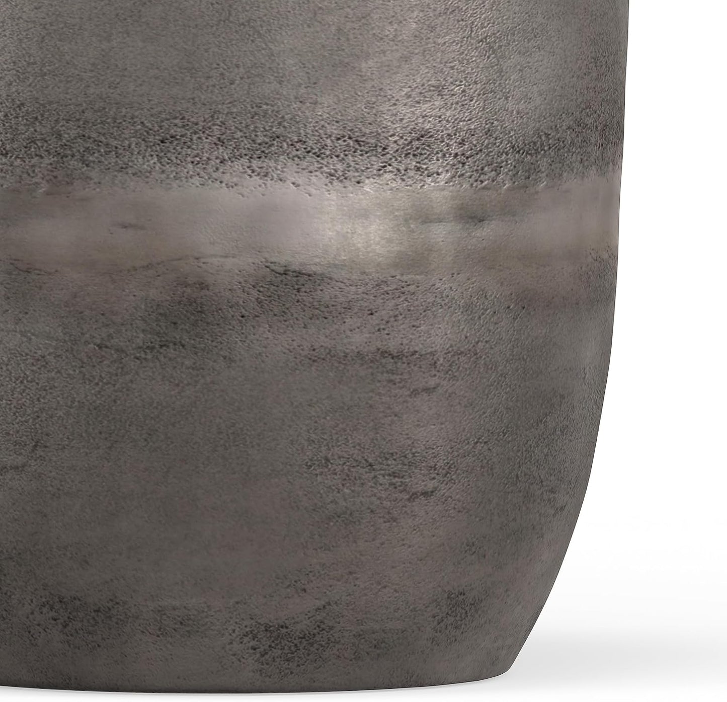 SIMPLIHOME Morris 17-inch Wide Cast Aluminum Metal Side Table in Antique Silver, Industrial Accent Table with Powder-Coated Finish for Living Room, Assembled