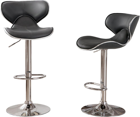 Roundhill Furniture Masaccio Cushioned Leatherette Upholstery Airlift Swivel Barstool, Set of 2, Grey