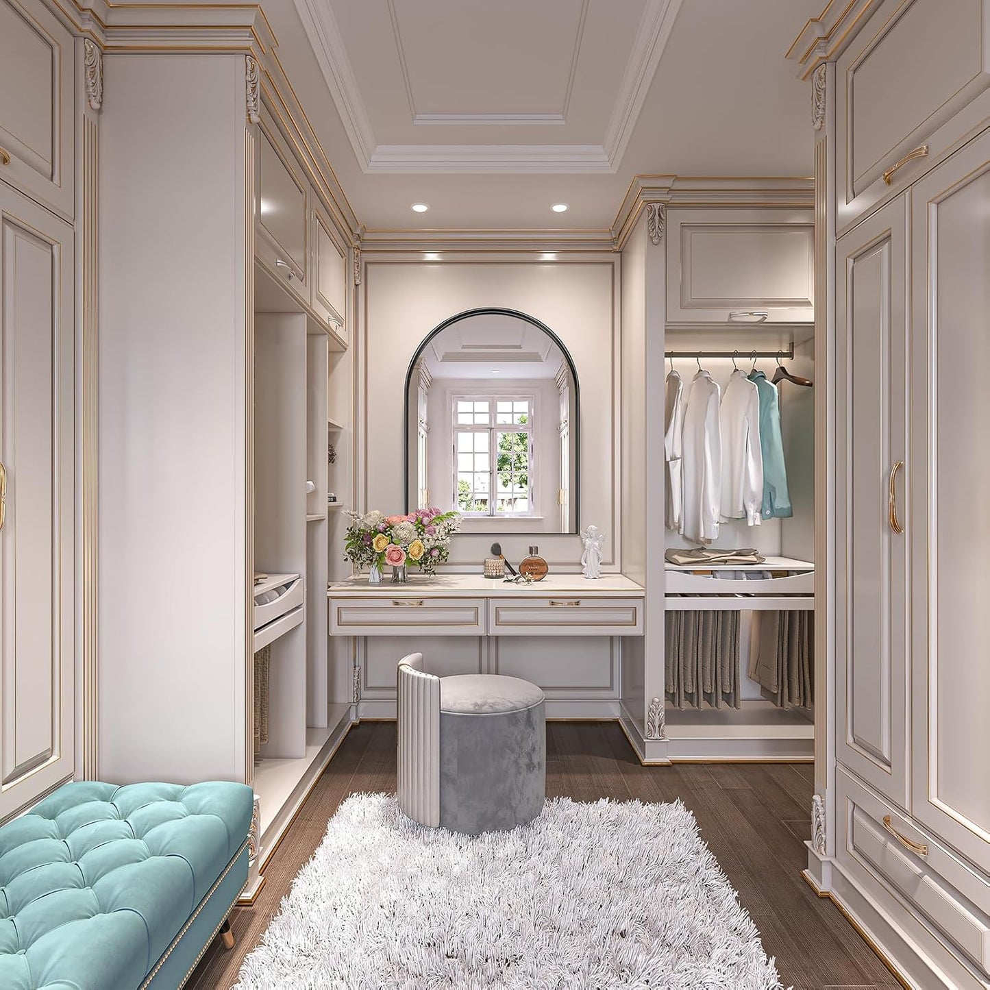 Brightify Black Arched Mirror, 32 x 42 Inch Arch Wall Mirror, Metal Frame Black Bathroom Mirror, Arched Top Bathroom Vanity Mirror for Living Room Bedroom Mantel Entryway Hallways