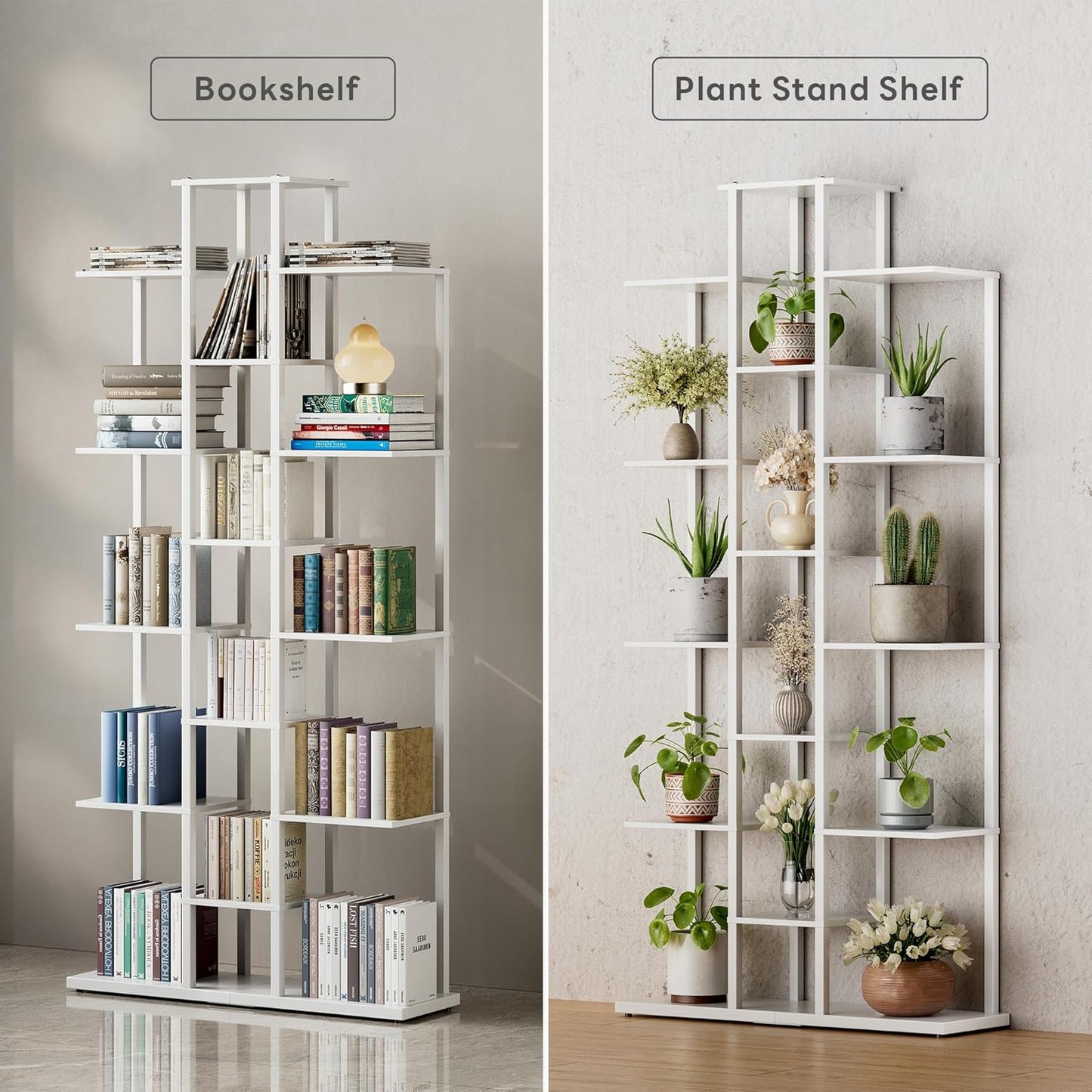 Bookshelf，Small Bookcase for Small Space，6-Tier Bookshelf for Living Room, Home Office, Study，7.87 x 26.77 x 55.5 Inches,White