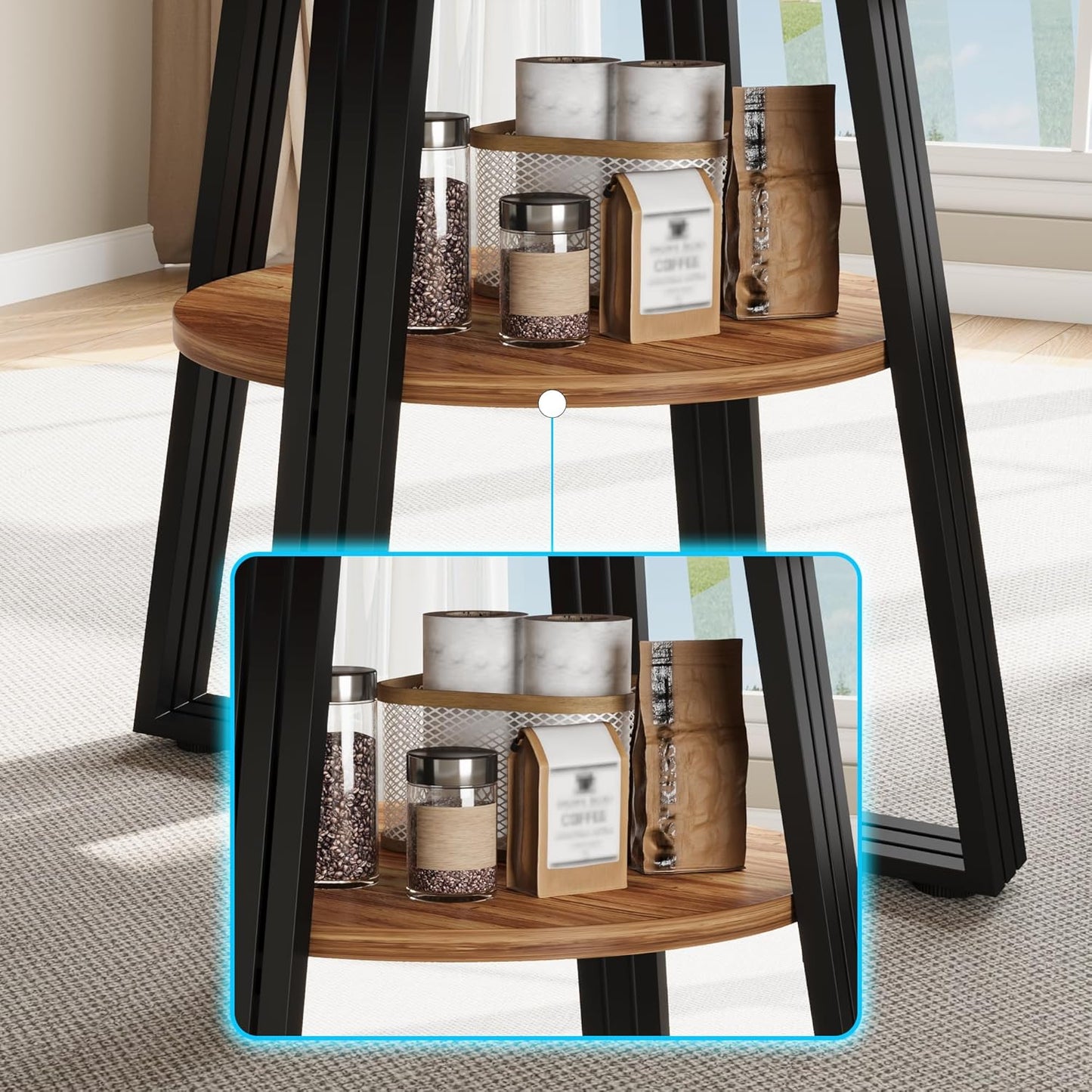 GarveeHome Round Dining Table for 4-6, 47.2" Farmhouse Kitchen Table with Storage, Circle Dinner Tables for Kitchen, Dining Room, Living Room, Meeting Room, Apartment, Retro