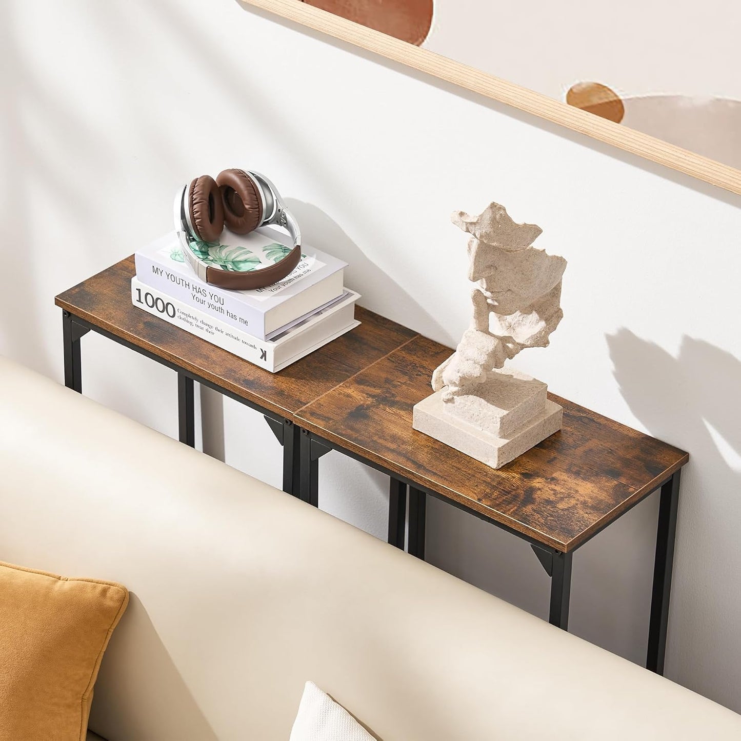 Console Table, Narrow Entryway Table, Thin Sofa Table, Behind Couch Table,for Hallway, Bedroom, Living Room, Foyer, 9.4 x 15.7 x 31.5 Inches, Rustic Brown