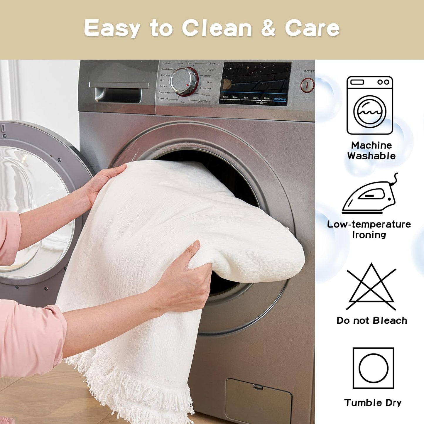 MYSKY HOME Couch Cover for Dogs Washable Couch Covers Couch Covers for Dogs Couch Cover 2 Cushion Sofa Non Slip Dogs Furniture Protector with Tassels Chenille Sofa Covers for Pets, 71"x102", White