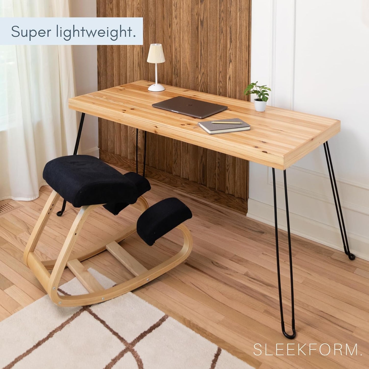 Sleekform Wooden Folding Desk - Small Folding Table Portable with Collapsible Hairpin Legs - Wood Foldable Desks for Small Spaces - Space Saving Portable Computer Desk - Birch