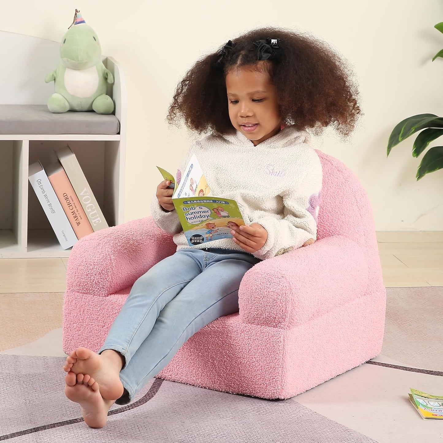 Comfy Toddler Chair, Kids Rainbow Couch for Boys and Girls, Pink Rainbow