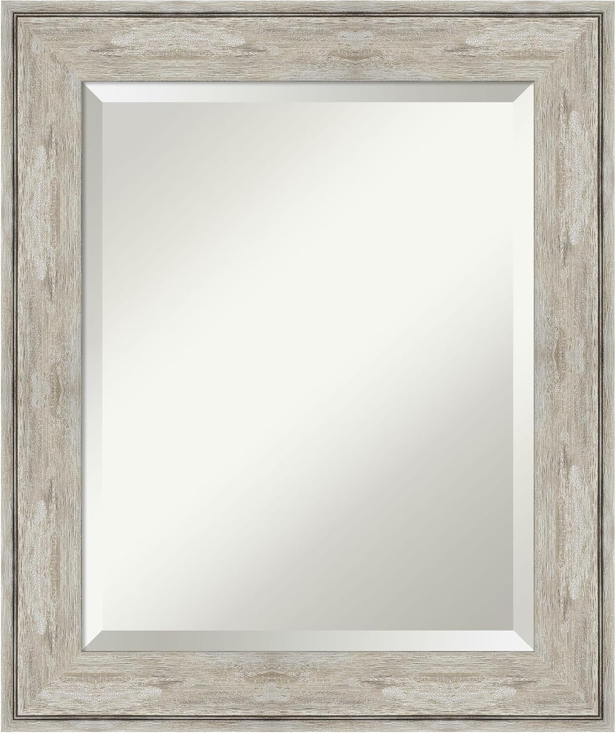 Amanti Art Silver Bathroom Mirror for Over Sink, 25x21 Crackled Metallic Rectangle Vanity Mirror, Small Rustic Farmhouse Frame, Hangs Horizonally and Vertically, Bathroom Wall Decor, Beveled Edge