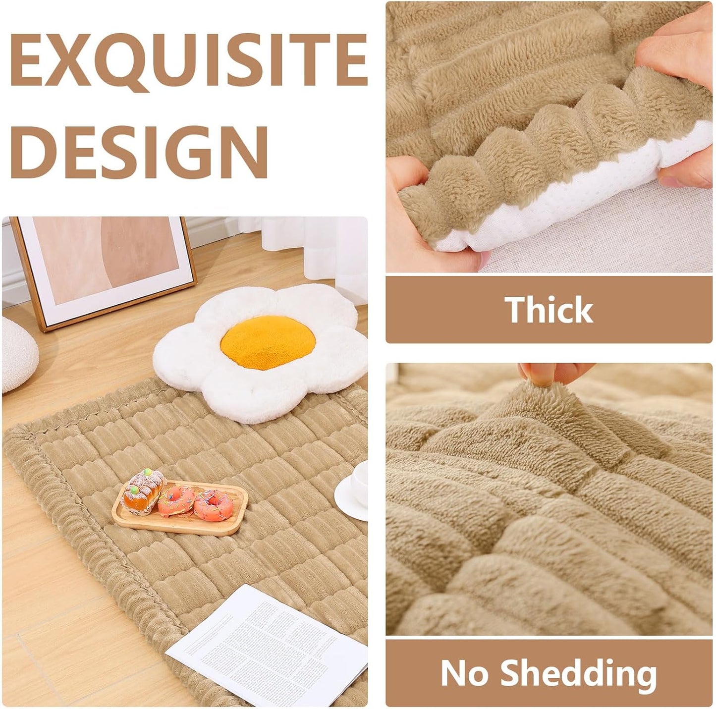 Smiry Couch Cover for Dogs Washable, Non Slip Fuzzy Pet Couch Covers for 3 Cushion Sofa Pet Friendly, Thick Soft Sofa Slipcovers Cushion Protector (Camel, 27.6" x 82.7")