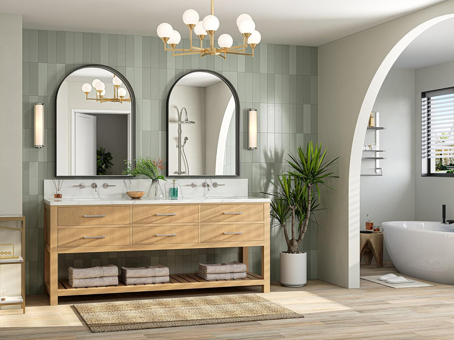 Brightify Arched Mirror, 28 x 40 Inch Black Arch Wall Mirror, Metal Frame Black Bathroom Mirror, Top Bathroom Vanity Mirror for Living Room Bedroom Mantel Entryway Hallways