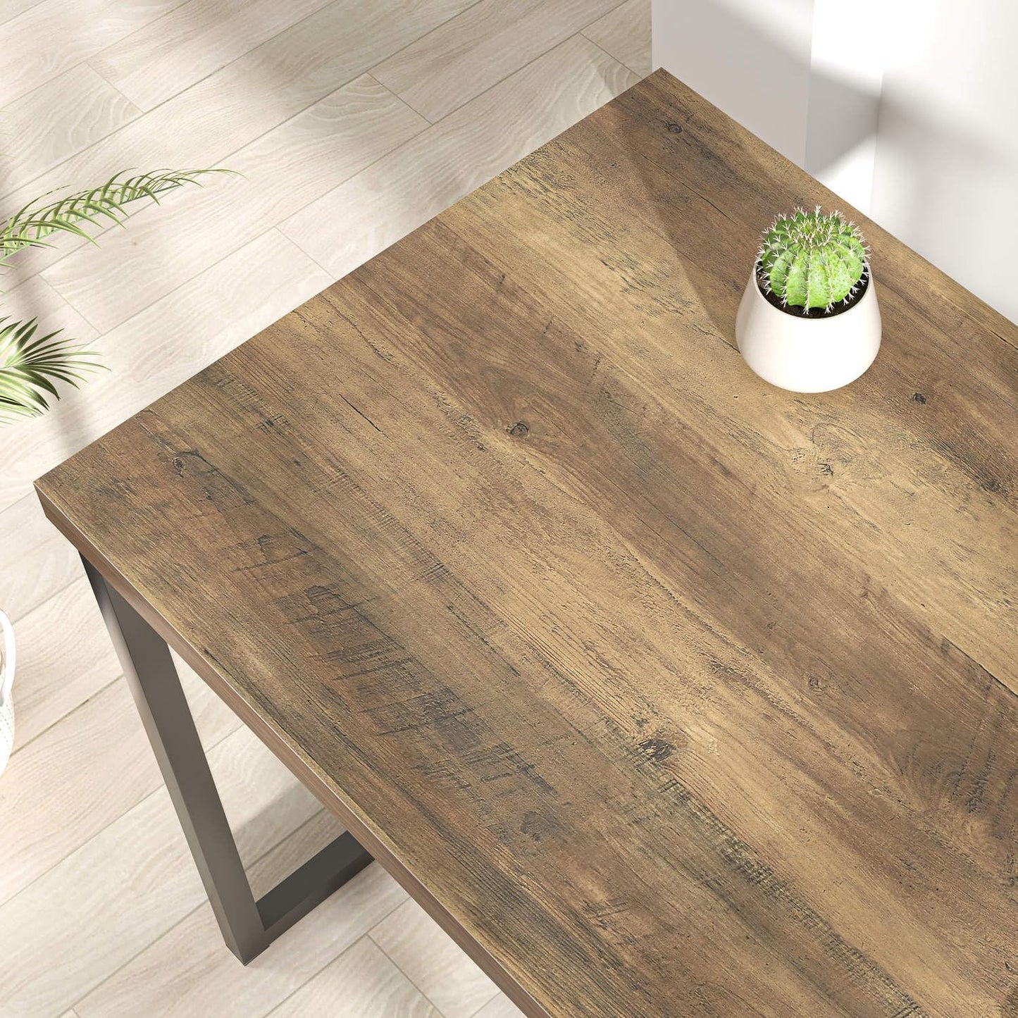 FOLUBAN Modern Home Office Desk, Rustic Wood and Metal Computer Desks, Industrial Study Writing Gaming Table Workstation, Vintage Laptop PC Desk, Oak 53 Inch