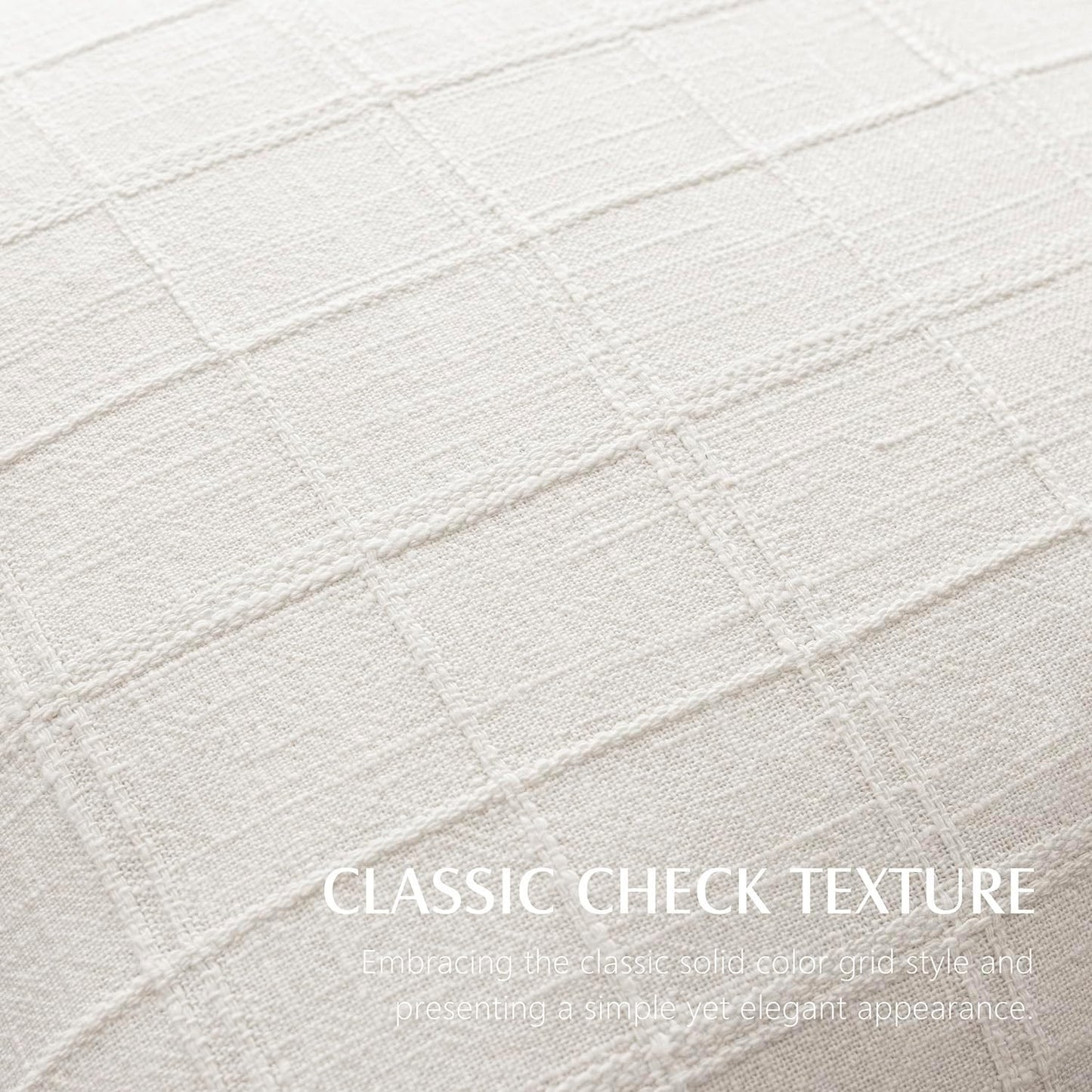 Foindtower Set of 2 Decorative Linen Check Throw Pillow Covers Neutral Farmhouse Vintage Cushion Covers Modern Boho Home Decor for Sofa Chair Couch Bedroom Living Room Outdoor,18×18 Inch,Cream White