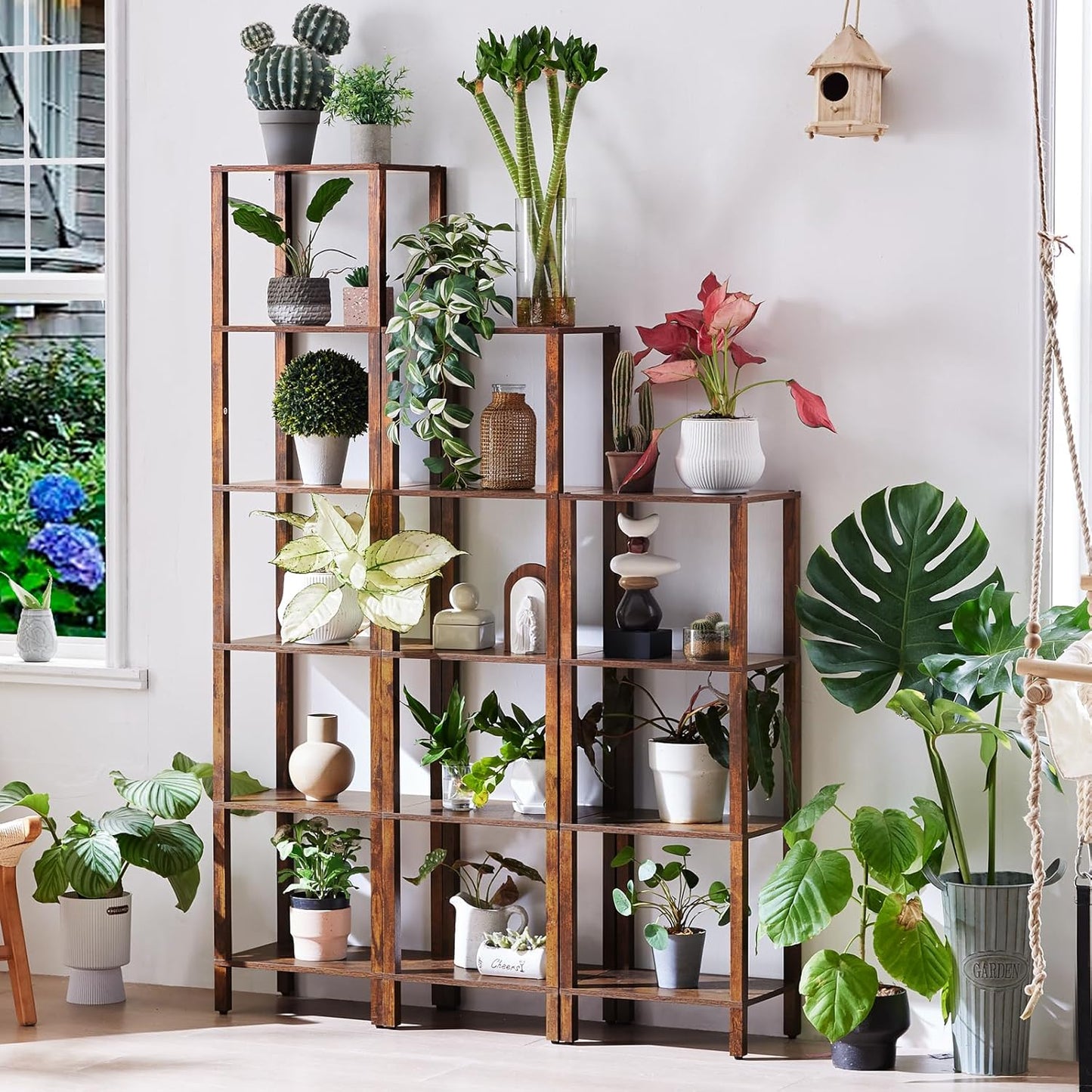 54in Tall Bookshelf 5-Tier Small Narrow Bookcase, Skinny Book Shelf for Small Space, Farmhouse Slim Shelf with Storage, Wood Freestanding Display Thin Bookshelves for Living Room, Office, Brown