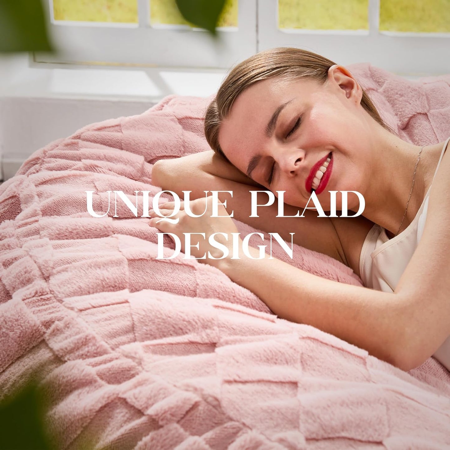 Hobestluk Bean Bag Chairs Beanbag Chair with Filler Adult Bean Bags with Fluffy Plaid Cover, Giant Bean Bag Chairs for Adults for Living Room, Bedroom (Pink, 3FT - 36” x 36” x 22”)