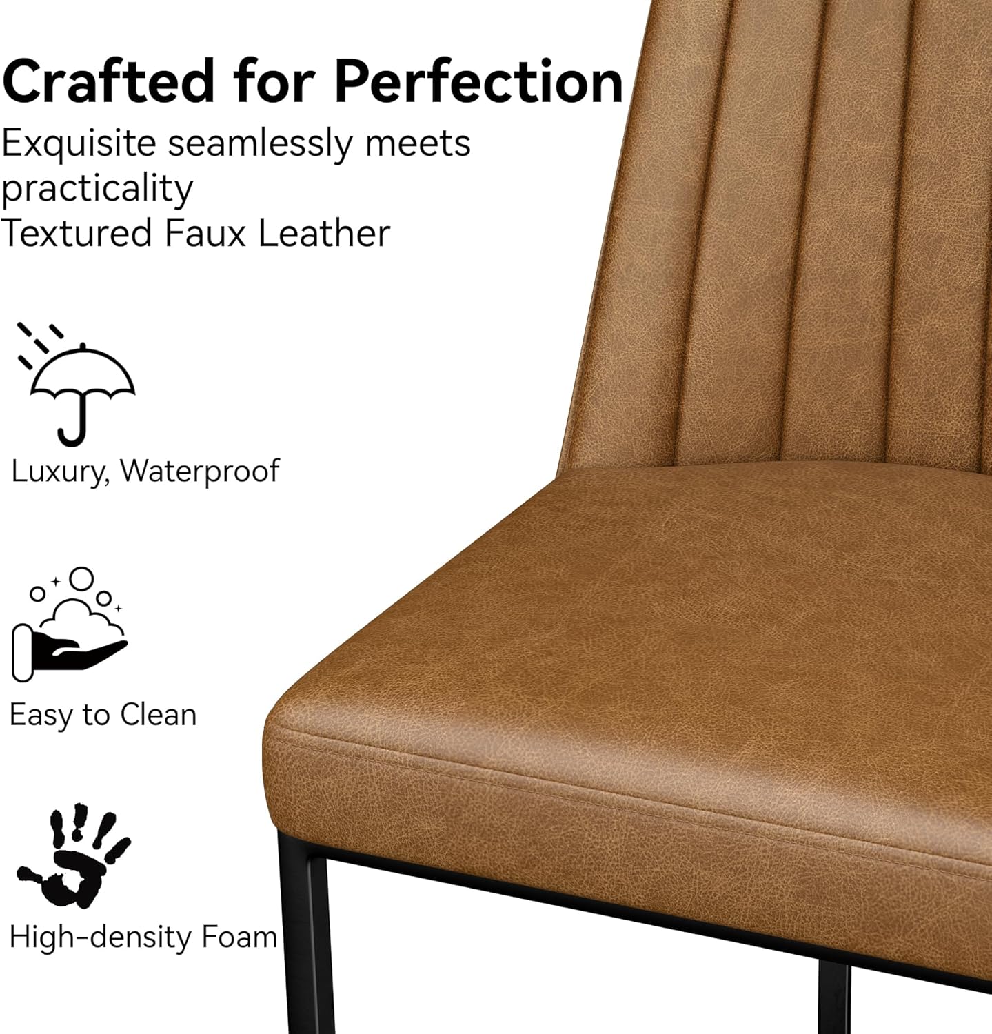 Counter Height Bar Stools Set of 4, Upholstered Leather Barrel Barstools with Back and Metal Legs for Kitchen Island, 27.4" Seat Height, Fabric in Faux Leather, Rustic Brown