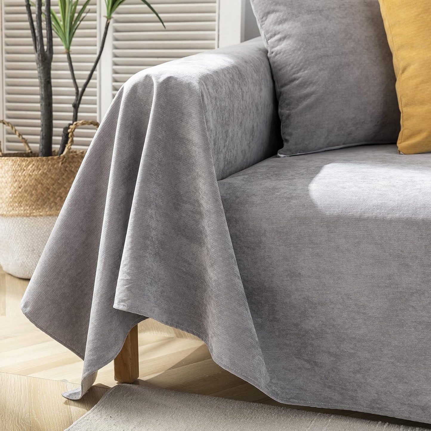 STACYPIK Thick Waterproof Grey Sofa Cover Couch Cover, Anti Slip Loveseat Covers for 2 Cushion Couch, Anti-Cat Scratch Couch Protector Sofa Slipcover, Multi-Use Leakproof Furniture Protector-71X71IIN