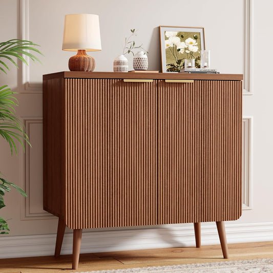 Sideboard Buffet Cabinet with Storage, 2 Doors Wood Entryway Cabinet, Modern Accent Cabinet with Solid Wood Feet & Adjustable Shelves, Multifunctional Console Table for Living Room, Kitchen, Hallway