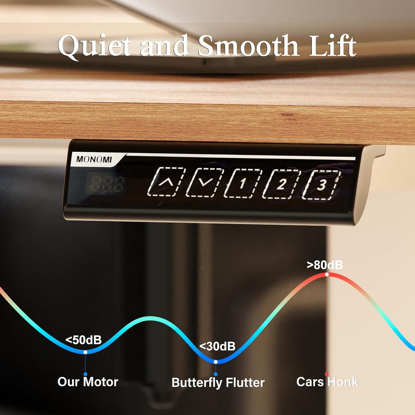 Monomi Electric Standing Desk, 63 x 28 inches Height Adjustable Ergonomic Home Office Sit Stand Up Desk with Memory Preset Controller (Natural Top/White Frame)