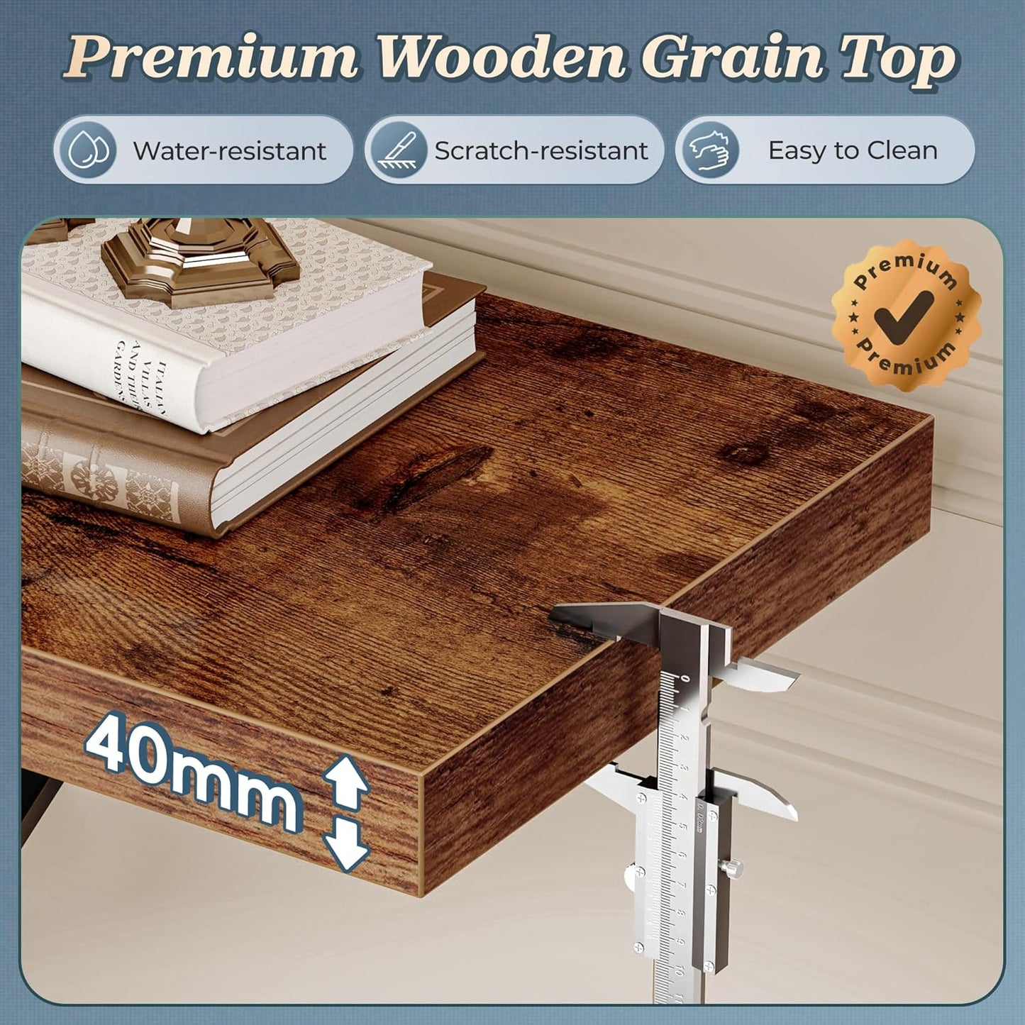 Huuger 47.2 Inch Entryway Table, Industrial Console Sofa Table, 3 Tier Accent Table, for Entry, Hallway, Entrance, Foyer, Y-Shaped Metal Base, Rusitc Brown