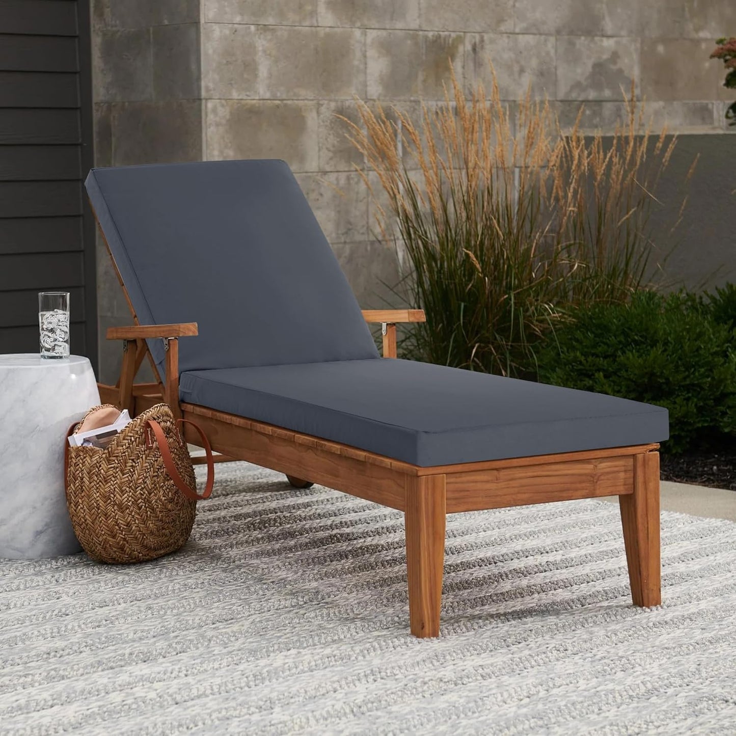 Chaise Lounge Cushions Outdoor - Waterproof and Fade Resistant Sun Lounger Replacement Cushions - Patio Lounger Pads with Removable Cover for Pool, Deck, Lawn, 80 x 26 x 3 Inch, Dark Grey