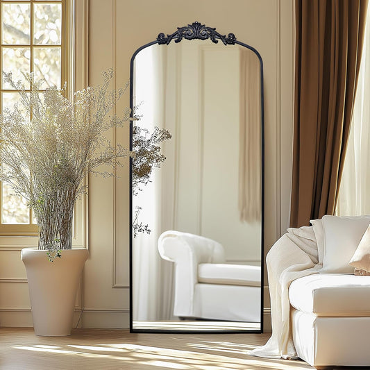 AIXI HOME Antique Black Arch Full Wall Mirror, 71"x30" Elegant Rectangle Vintage Mirror with Ornate Frame, Baroque Inspired Home Decor for Bathroom Vanity Bedroom Entryway