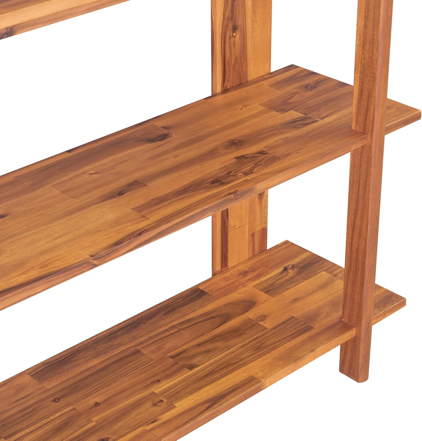 Merax 4 Shelf Bookcase H-70 L-53 Acacia Wood Open Bookshelf, Contemporary Farmhouse Style Display Storage Shelf for Home Office Studio, Teak Finish