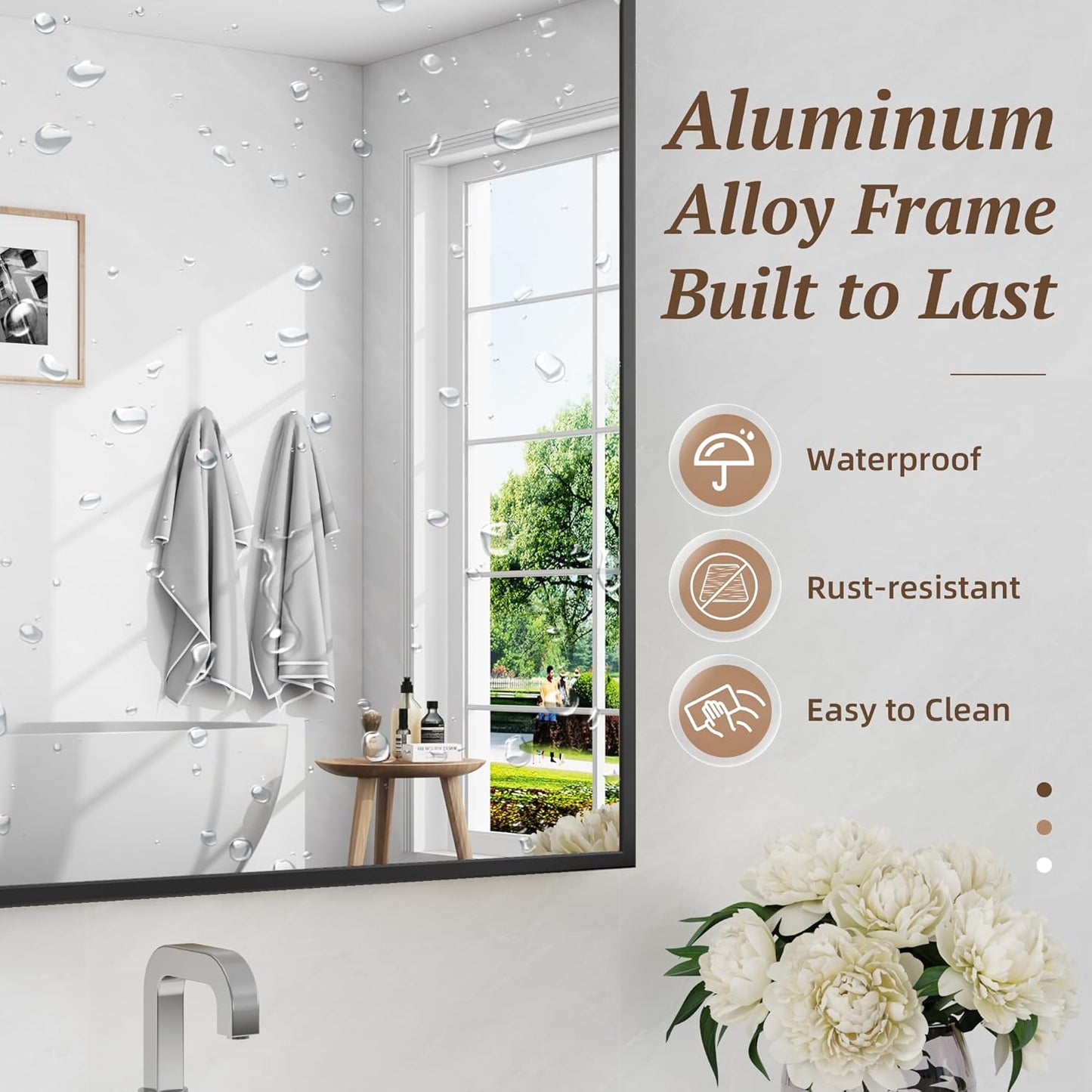 Bathroom Mirror 40" x 30", Large Rectangle Wall Mirror, Black Metal Frame Wall Mounted Mirrors for Bathroom, Vanity, Bedroom, Entryway Decor(Horizontal/Vertical)