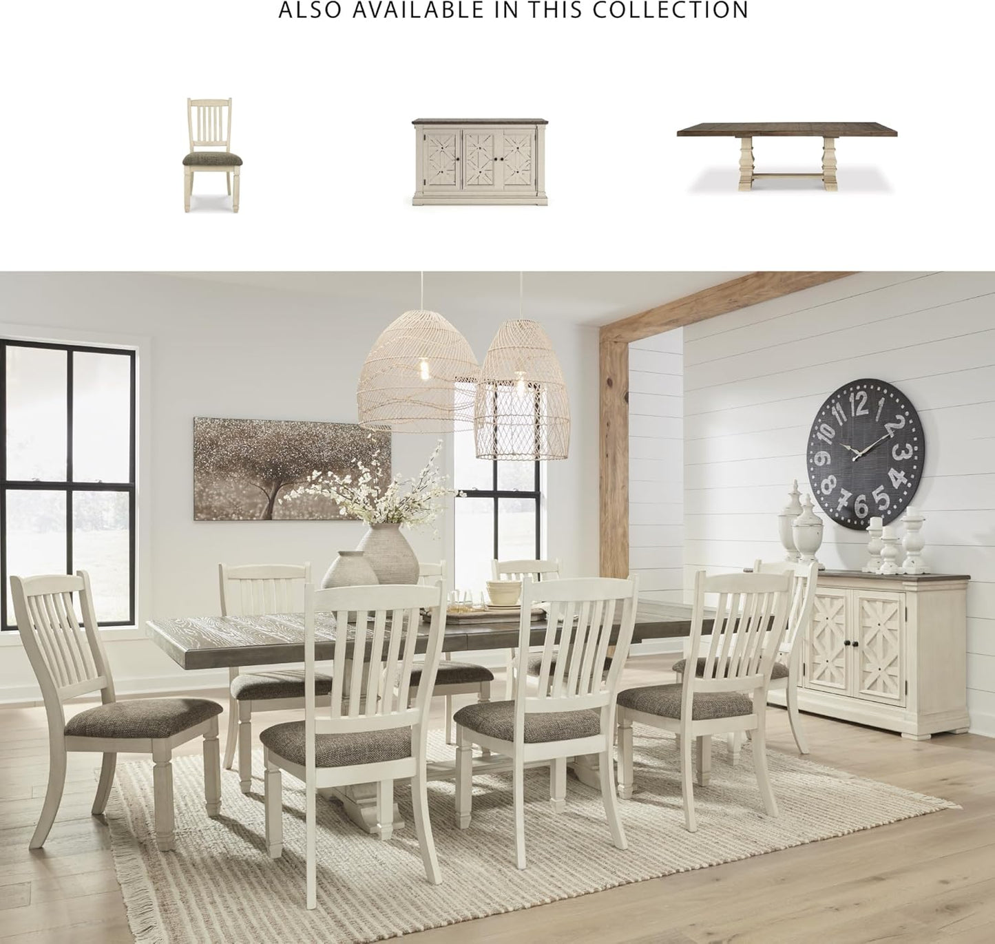 Signature Design by Ashley Bolanburg French Country Dining Room Server, Two-tone White & Brown