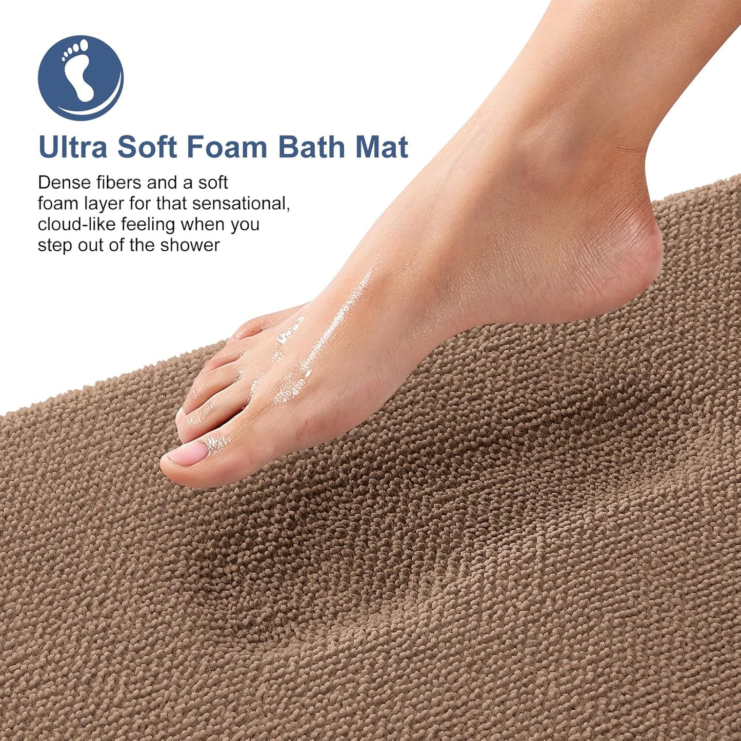 OLANLY Thick Memory Foam Bath Mat Rug 36x24, Extra Soft Absorbent Bathroom Rug, Quick Dry Bath Mats, Non-Slip, Machine Washable Carpet for Bathroom, Tub and Shower, Home Decor Accessories, Mocha