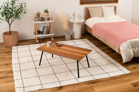 ROOM ESSENCE Elmar Wooden Folding Coffee Table, Walnut Oak and Cherry Topboard, W35.4 x D18.9 x H13.7 (W90xD48xH35cm), END-351