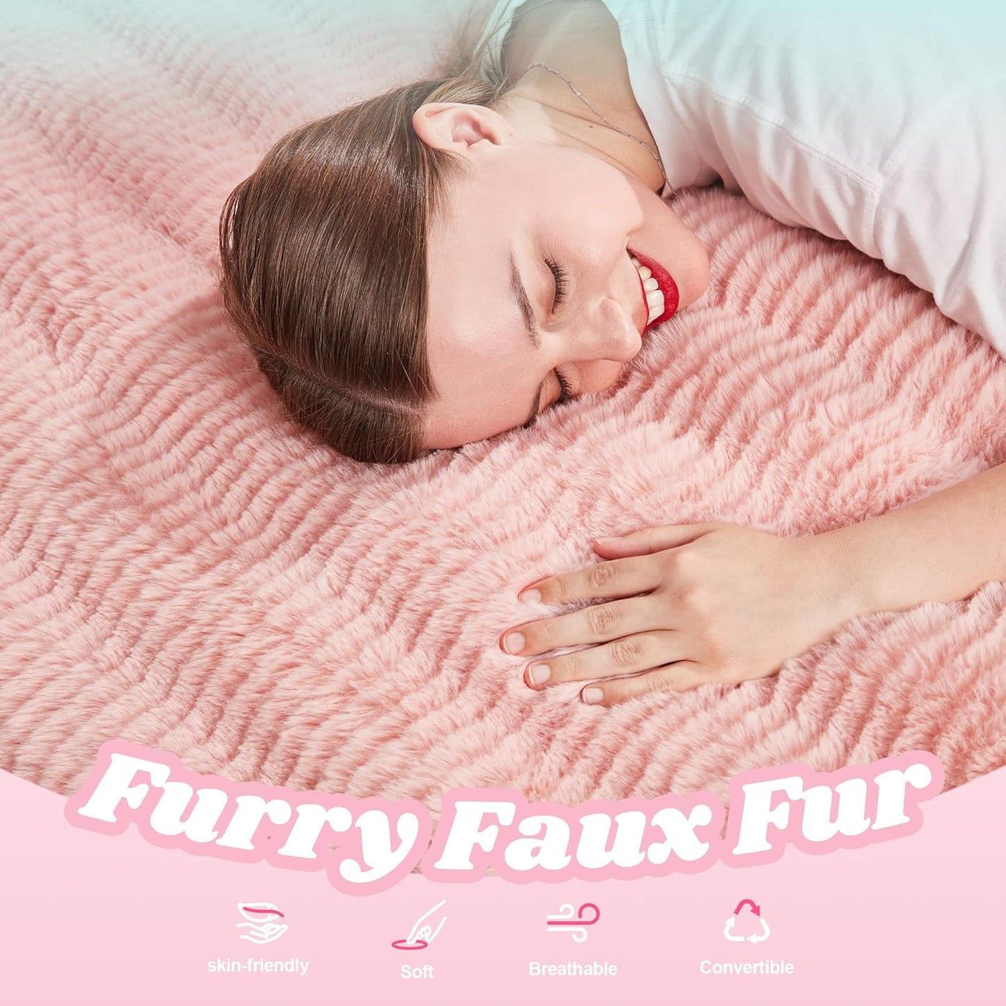 Hobestluk 3 in 1 Bean Bag Chair Giant Bean Bag Chairs for Adults with Ripple Cover Convertible Bean Bag Floor Cushion with Machine Washable Cover for Living Room (Ripple Pink)